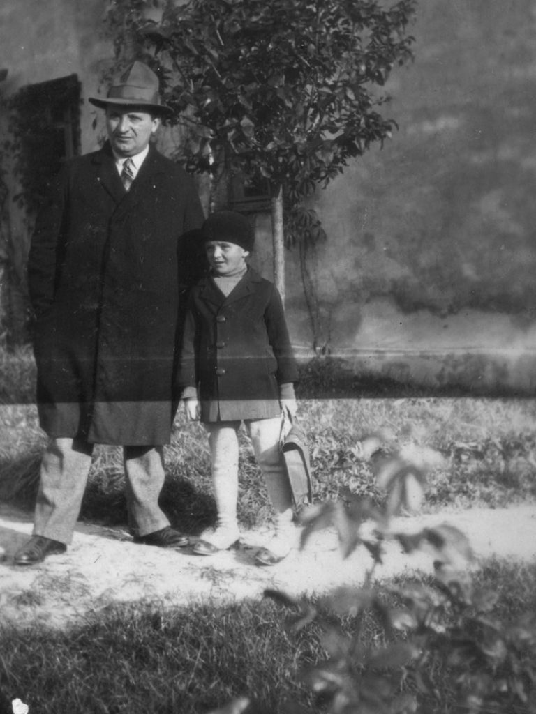 Bohdan taking his son to school.